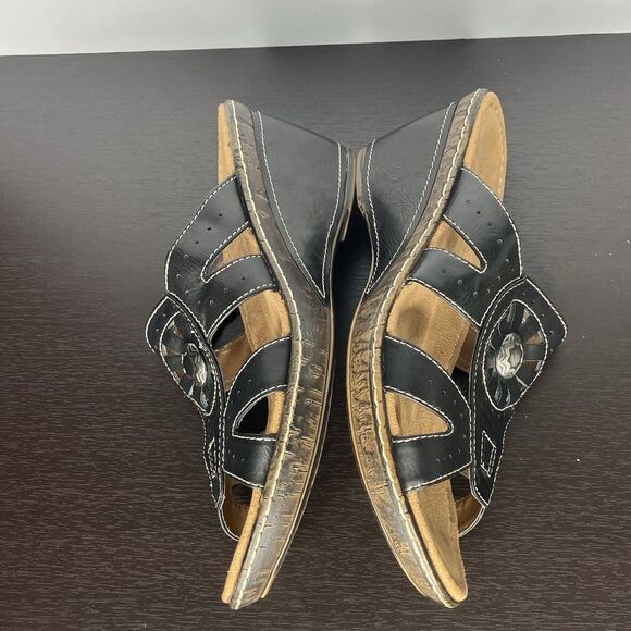 Natural Soul by Naturalizer Sandals 9.5 M Black Comfort Shoes Boho Medallion - Picture 9 of 11